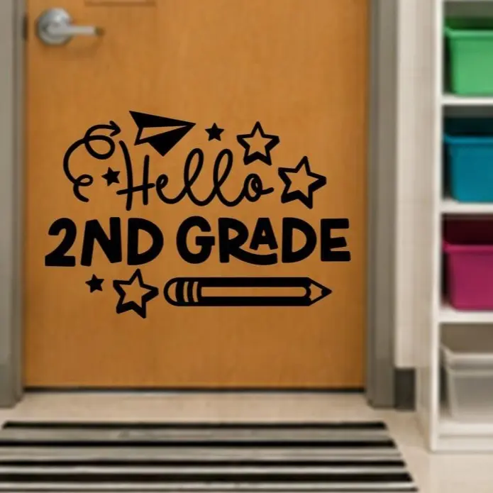 Hello 2nd Grade Door Vinyl Wall Decal I Classroom Decor I Classroom Decorations I Classroom Rules