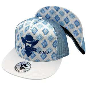 De Rancho Fine Aztec Print Hat (White/Light Blue)
