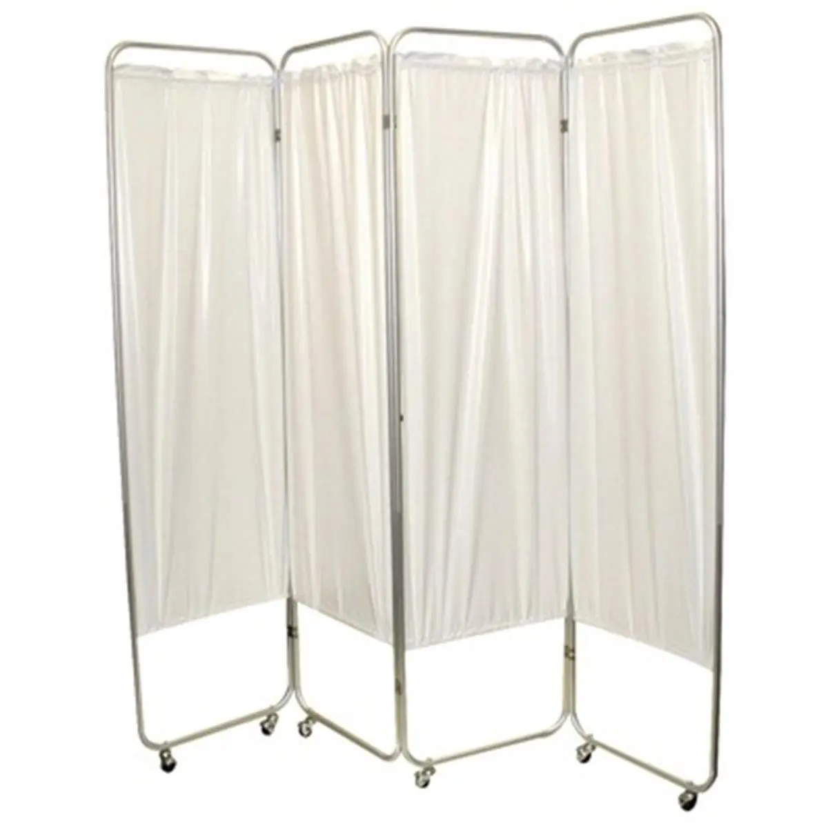 Indoor Privacy Room Divider, White Vinyl, 6mm Thick, 3-Panel Design with Casters