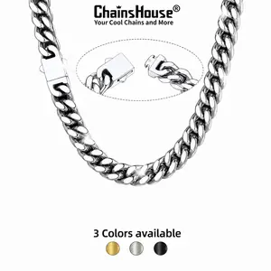 ChainsHouse Miami Cuban Link Summerwins Chain Chunky Necklace No Tarnish Durable Stackable Daily Simple Casual Unisex Stainless Steel Necklace Hip Hop Jewelry for Men Women CHN18581
