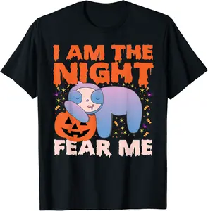 Sloth Halloween Funny Sloth Horror I Am At The Night Fear Me T-Shirt - Nataliesa Shop UWVB09CJYSWNK