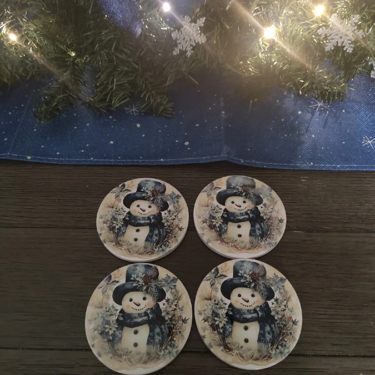 Christmas ceramic coaster 4 piece set Tableware