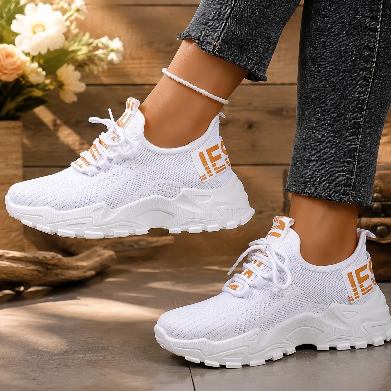 Women’s Lightweight Knit Sneakers Casual Walking Shoes Breathable Mesh Platform Sneakers Everyday Comfort Shoes