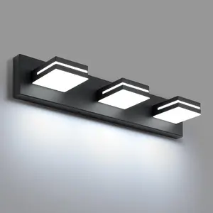 Matte Black Modern 3-Light LED Vanity Lighting Fixtures for Bathrooms, 6000K Cool White, 24W Energy-Saving, 360° Rotatable Head, IP44 Waterproof, Easy to Install