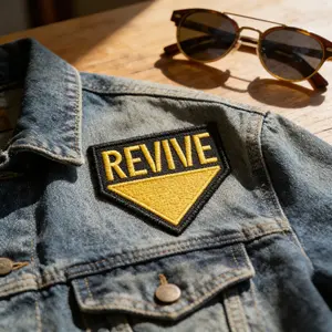 Revive Hand Embroidered Patch, Back Adhesive Iron-On, Suitable for Clothes Jackets Hats Accessories, Durable Fabric Repair Kit