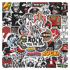 42pcs Rock & Punk Themed Stickers Pack, Waterproof Vintage Rock Skull & Guitar Decals for Laptop, Water Bottle, Journal & Scrapbook, Rock Music & Punk Lover Gift, DIY Sticker Paper, Stickers Kit