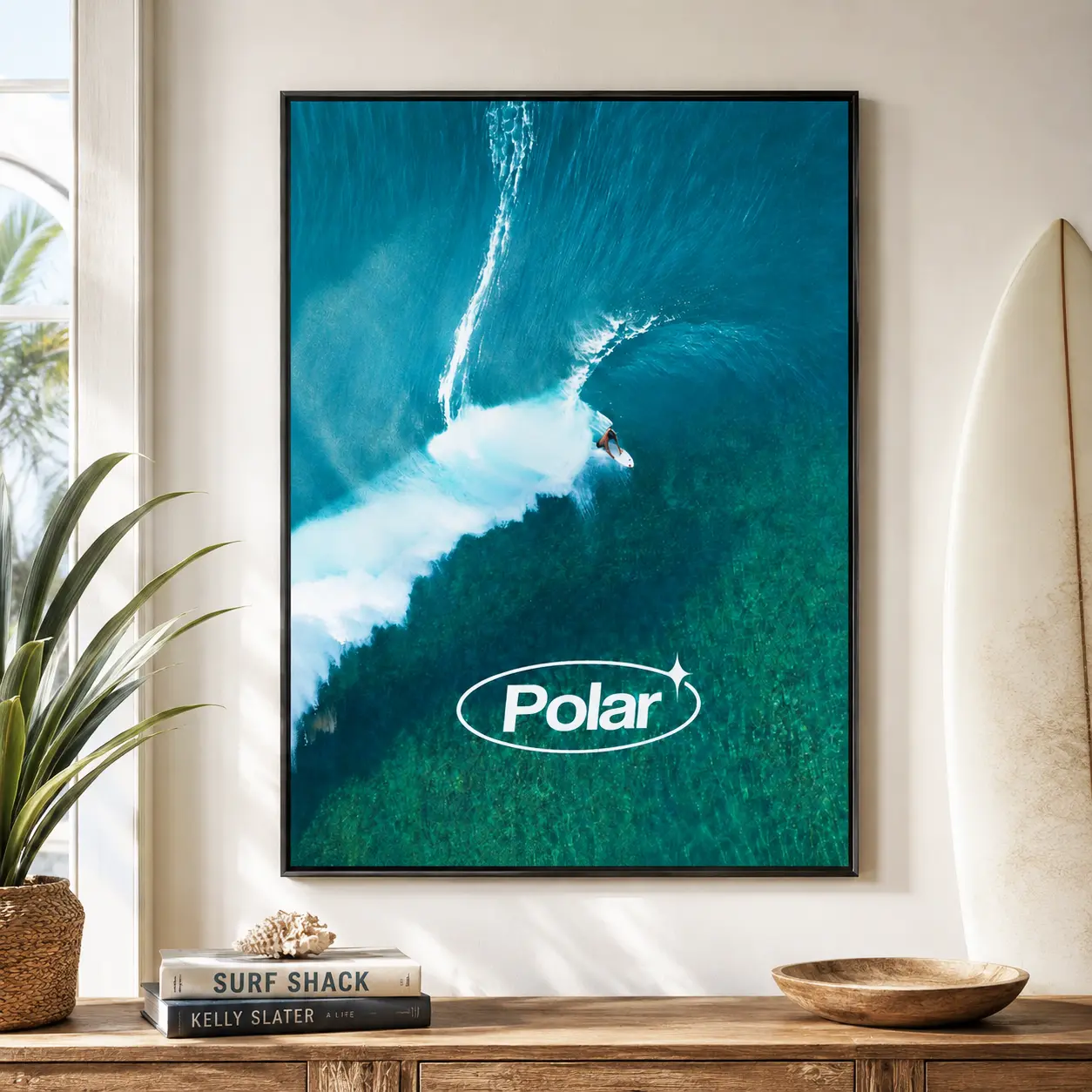 Modern Aesthetic Surf Poster Canvas, Deep Blue Ocean Wave Print, Minimalist Wall Art for Living Room & Studio