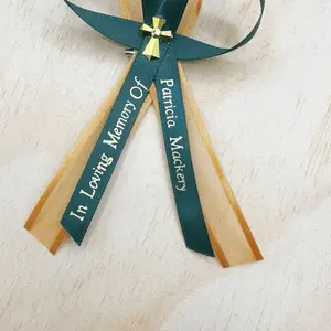 Funeral Favor - Personalized Double Ribbons with Safety Pins, "RIP", memorial ribbon
