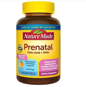 Nature Made Prenatal Vitamins for Women with Folic Acid + DHA, Prenatal Vitamin and Mineral Supplement for Daily Nutritional Support, 110 Softgels, 110 Day Supply