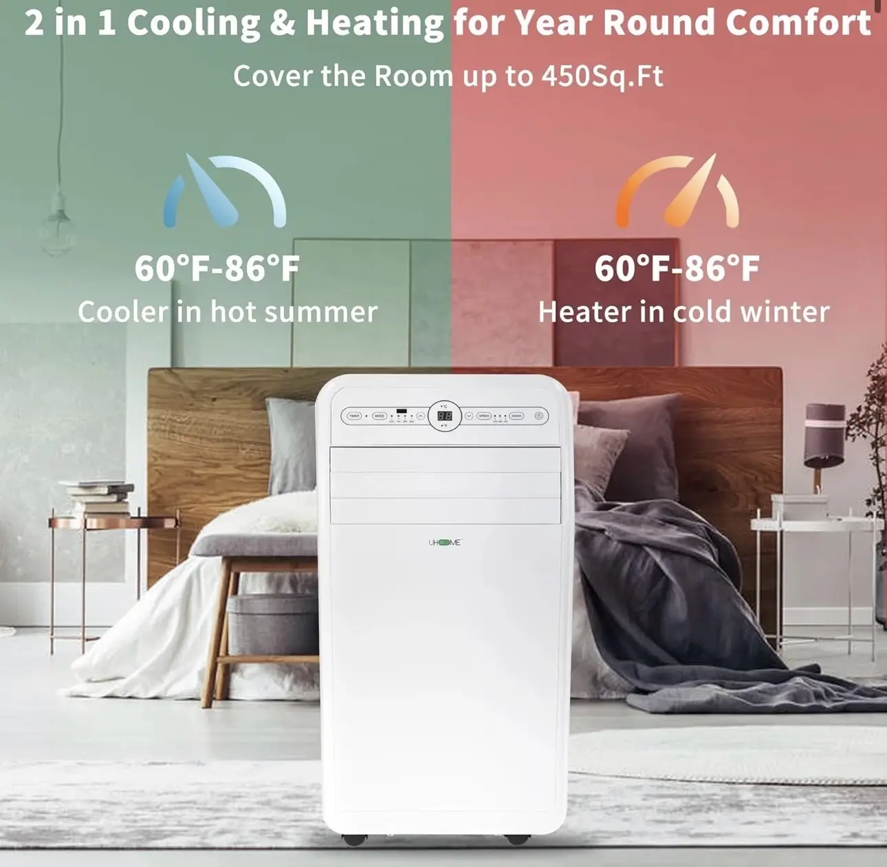 12000 BTU Portable Air Conditioner 3-in-1 Air Cooler w/Dehumidifier & Fan Mode