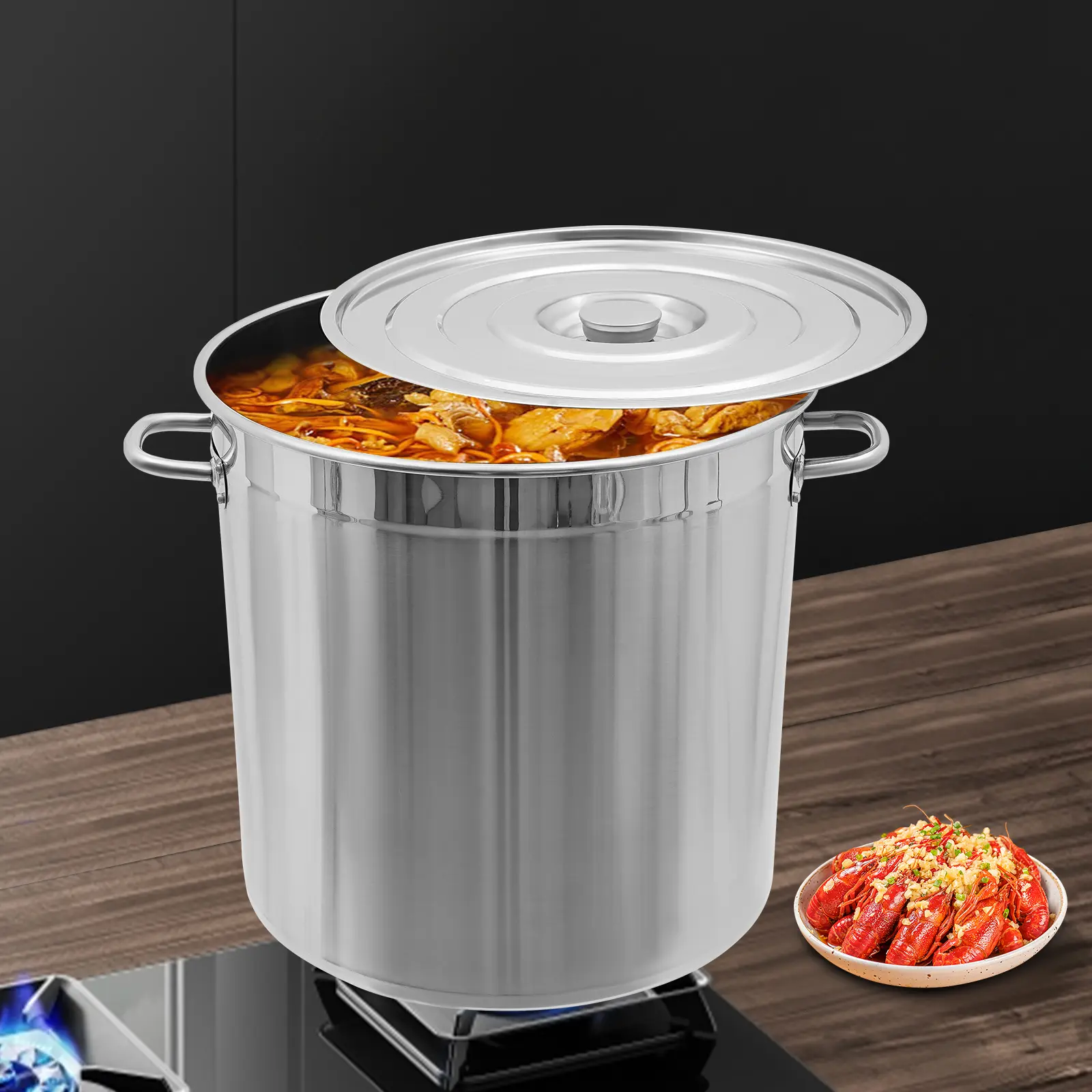 74L (78Qt) Heavy-Duty Commercial Stainless Steel Stockpot with Polished Finish (45cm d × 45cm h) - Durable Cookware for Batch Cooking, Outdoors, Home & Festive Party Supplies, Home Supplies