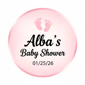 30 Baby Shower Stickers Blue Footprints Theme 1.5in Labels