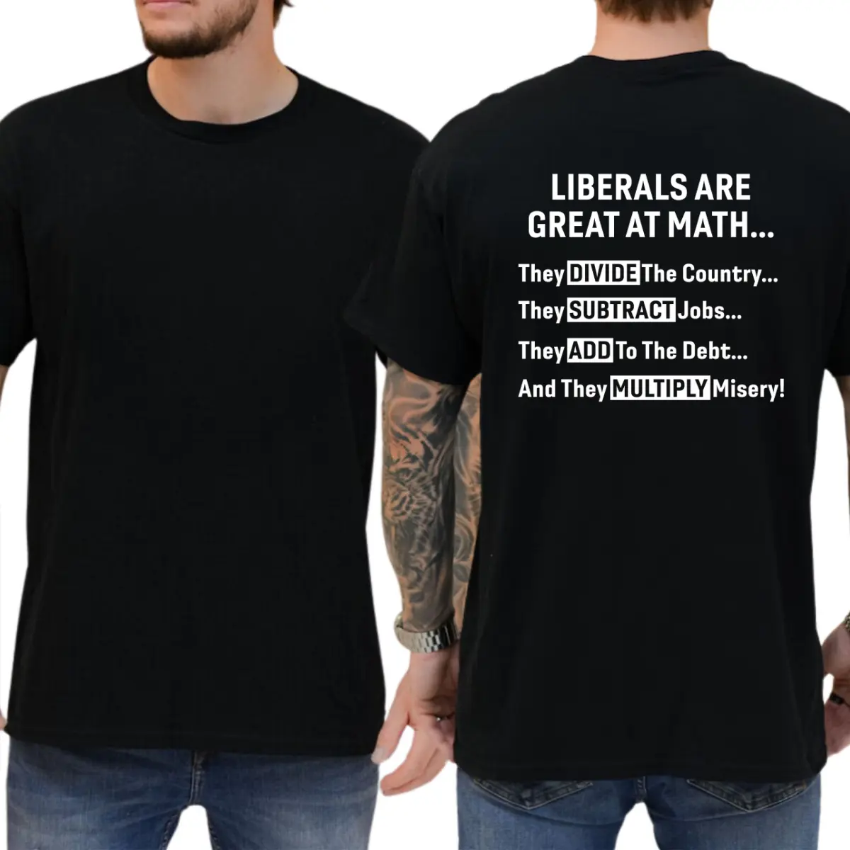 Liberals Are Great At Math T-shirt, Conversative Shirt, Unisex Graphic Tees, Funny Shirts, Casual Menswear