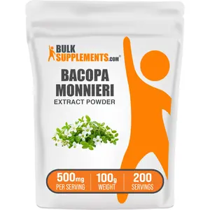 BulkSupplements - Bacopa Monnieri Extract Powder - Cognitive Support - Healthy Hair - 100g - 500mg per Serving