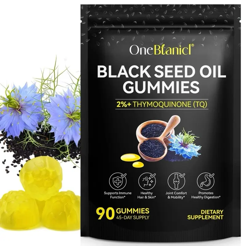 Black Seed Oil Gummies, 90ct Vegan Pectin-Based Chewables with 100% Blackseed Oil (2.5X Per BSO Gummy) - Adult Botanical Extract Supplement with Natural Cinnamon for Immune Support, Skin Care, Digestive Health