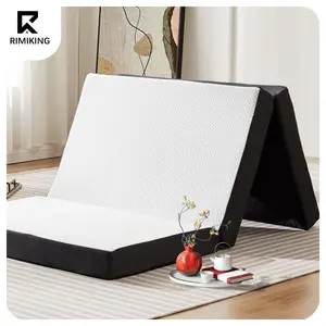RIMIKING Trifold Mattress, Portable Folding Foam Bed for Home, Camping, and Guest Use, Breathable and Washable Cover,Easy Setup & Maintenance