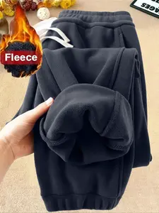 Men's Fleece Lined Jogger Pants, Drawstring Waist, Casual Long Sweatpants for Fall & Winter, Warm Daily Commute & Home Wear