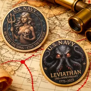 U.S. NAVY Challnge Coin 1.57 inches includes Protective Case and Hand Tied Gift Box - Solid Iron Full Color Embossed/Engraved Images