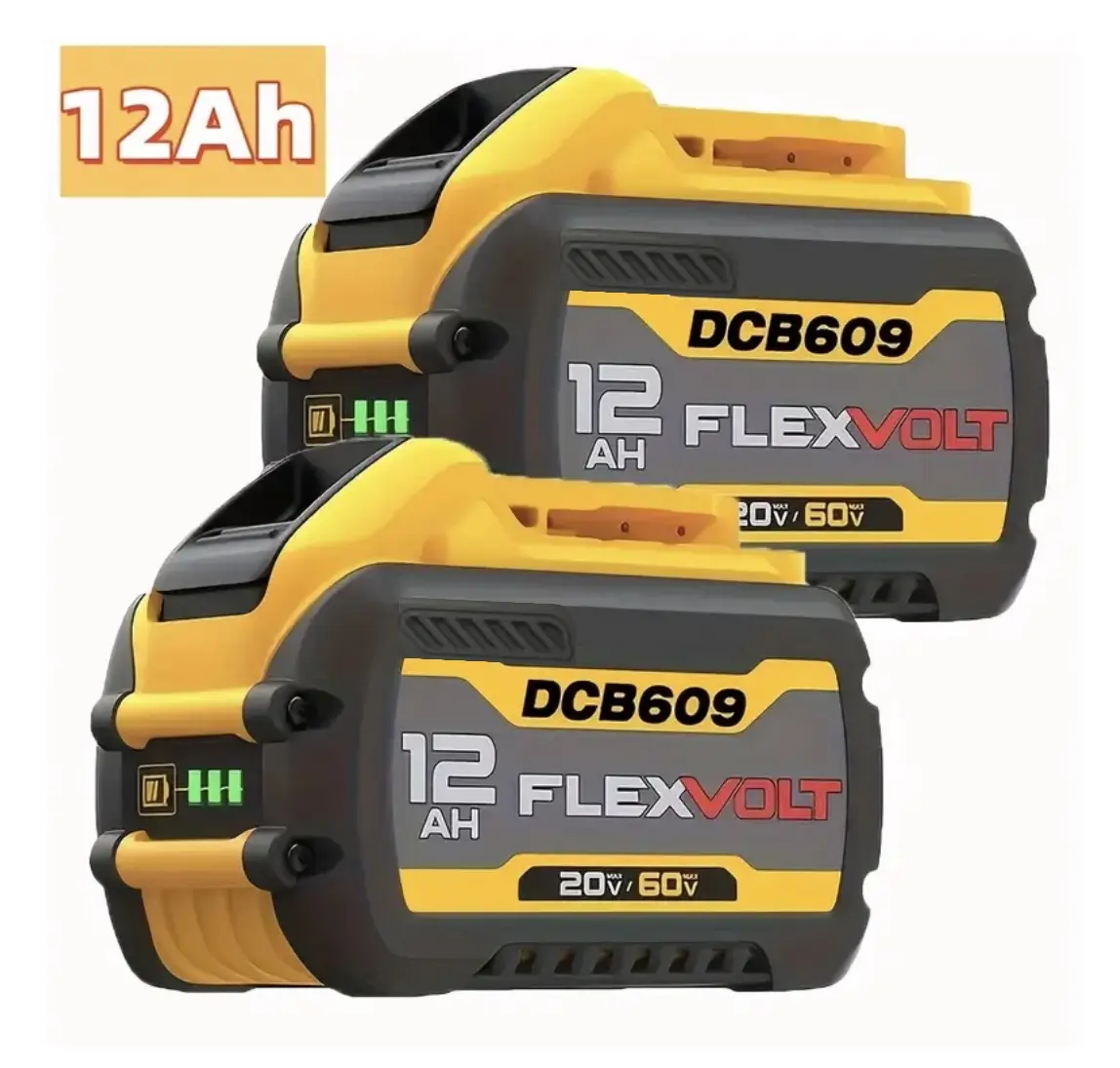 1-2x 12.0AHFor DEWALT batterycharger DCB612 20V 60V MAX FLEXVOLT Lithium-Ion DCB609-2