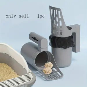 Portable Cat Litter Scoop Set with Trash Bag, Litter Box Scooper, One-Piece Storage Design, Automatic Cat Sand Cleaner Tool Kit for Pet Owners