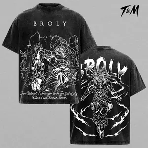 Broly DBZ Vintage Washed Oversized Anime T-Shirt, Legendary Super Saiyan Graphic Tee, Heavyweight Cotton Streetwear, Unisex DBZ Shirt, Anime Fan Gift