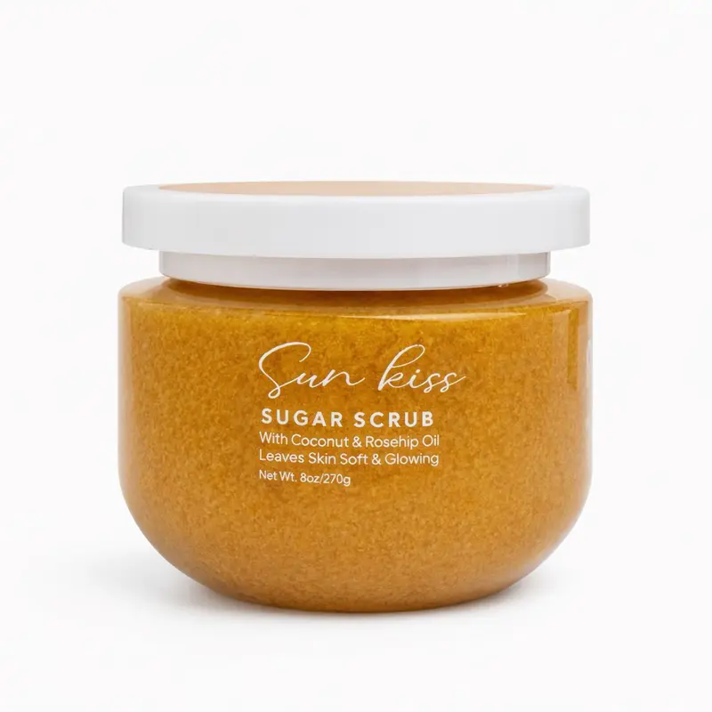 BESTYS Handmade Tumeric & Coconut Sugar Scrub Exfoliates Hydrates 8 oz 227g for Soft Glowing Skin Body Exfoliator Dead Skin Remover