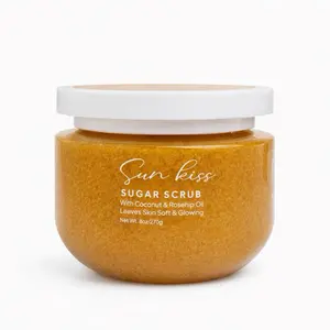 BESTYS Handmade Tumeric & Coconut Sugar Scrub Exfoliates Hydrates 8 oz 227g for Soft Glowing Skin