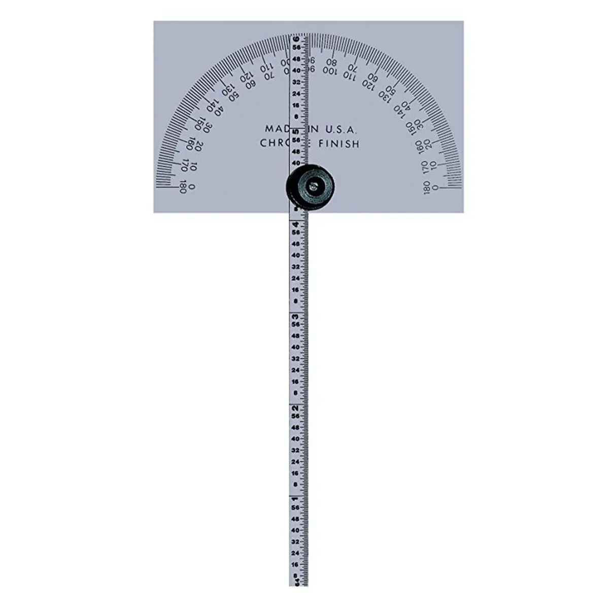 Mitutoyo 968-203 Square Head Protractor - 6 in. Arm, 0-180° Scale, Rectangular Arm, High-Quality Dependable Hand Measuring Tool for Home Needs