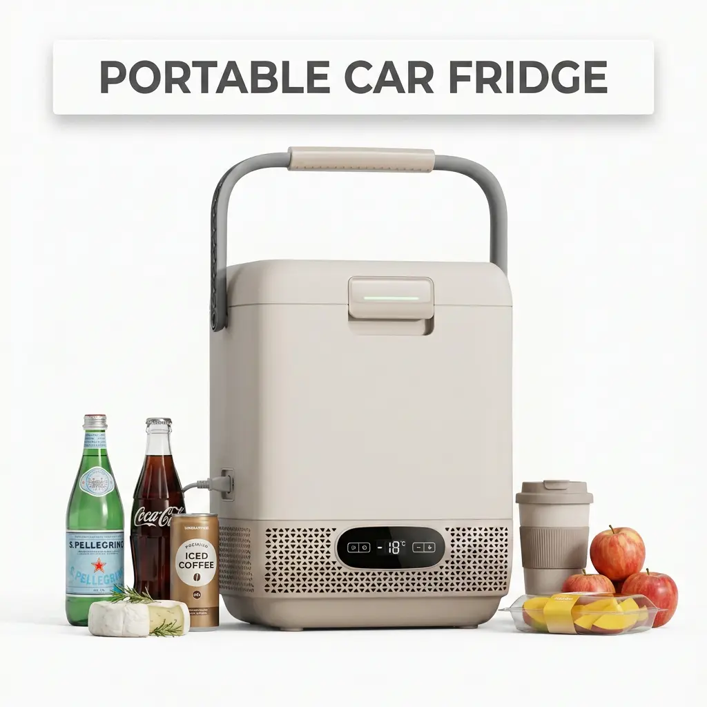 12L Portable Car Fridge Freezer, Compressor Mini Refrigerator with Touch Display, 12V/24V DC & 220V/240V AC for Camping, Caravan, RV, Sports - Fast Cooling -20°C to 20°C