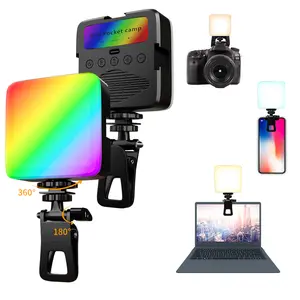 RGB Video Light 360° Full Color – Portable LED Camera Light with 3 Cold Shoe, 2000mAh Rechargeable 2700K–6500K On-Camera Lighting for YouTube, Vlogging & Content Creators