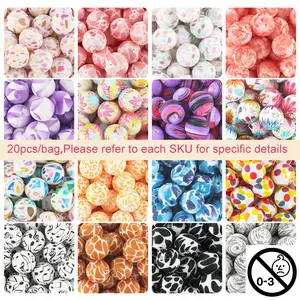 15mm Silicone Bead, 20pcs/set Colorful Bead, Round Beads, Bead Assortment, DIY Beads Jewelry Making Supplies for Keychain, Necklace, Bracelet, Pen, Lanyard Making Handmade Crafts, DIY Mix Beads