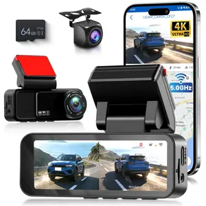 4K Front & 2K Rear Dual Dash Cam, 3.16 in Car Recorder with Night Vision, ADAS, GPS Tracking, 24/7 Parking Monitoring, WiFi, 64GB SD Card Included fathersdaygift