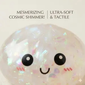 Glitter Expressive Bun Dumpling Squishy Fidget, Soft TPR Slow Rebound Squeeze, Sensory Stress Relief Toy for Calm and Focus, TikTok Made Me Buy It Satisfying Texture, Classroom Reward Gift for Students
