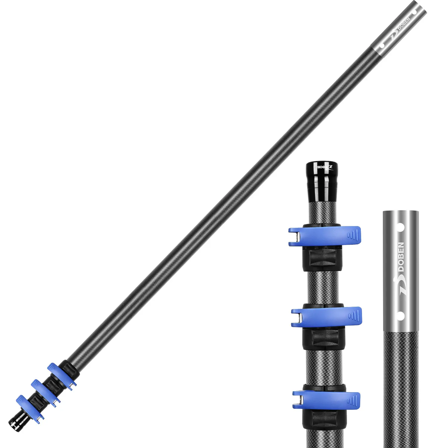 【Tiktokshopsummersale】DOBEN Carbon Fiber Pool Pole Professional Ultralight Pool Poles 12FT/16FT Adjustable Telescopic Lightweight Pool Cleaning Pole with Quick-Release Lock Heavy Duty Pool Pole Compatible with Skimmer Nets Brushes & Pool Vacuums