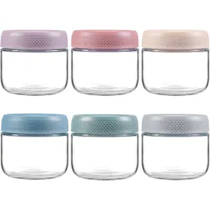 6-pack 8oz Glass Jars with Airtight Lids, Overnight Oats Containers, Wide Mouth Mason Salad Jars, Glass Food Storage Containers for Snacks Yogurt Spice Sugar