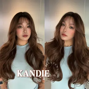 JBEXTENSION 28 Inches Curly Mocha with Dark Root Pre-Cut Frontlace Glueless Wig KANDIE