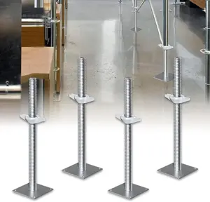 Maeklon 4 Pack 24" Screw Scaffolding Jack, Adjustable Scaffold Leveling Jacks, Carbon Steel Screw Jacks Stands with 4.7" Base Plate for Baker Style Scaffolding Heavy Duty Camper Stabilizer