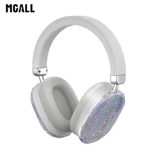 MGALL TM096 Luxury Diamond Over-Ear Wireless Headphones, Fashion-Driven Design with Head Tracking, Ergonomic Fit & Crystal-Clear Sound, Diamond-Encrusted Shell, Wireless Headsets for Music & Phone Calls, Perfect Gift for Girlfriend Electronic Stream