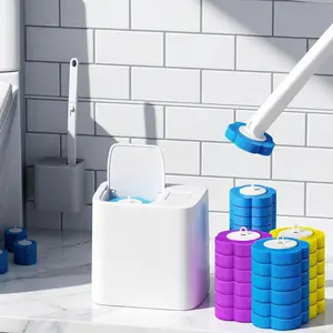 Disposable Toilet Brush Set with 18 Refills & Wall-Mount Holder for Toilet Sink Bathtub Drain Urinal Wash Basin Comprehensive Bathroom Cleaning System