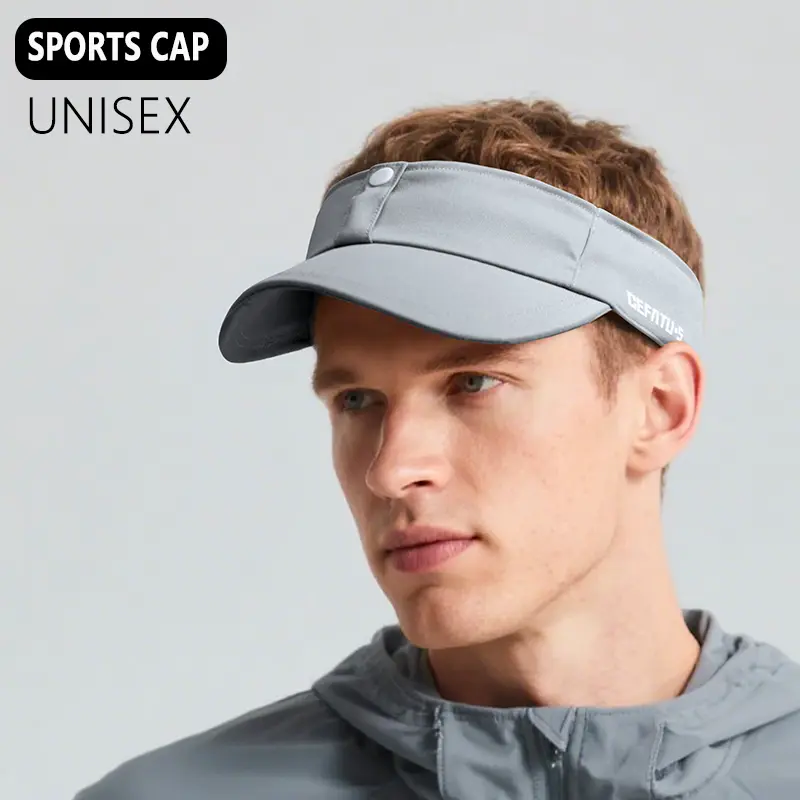 Adjustable Sun Visor Hat with Sunglasses Clip, Breathable Sweatband, Unisex UV Protection Cap for Running Hiking Sports, Secure Fit, Stay Dry All Day