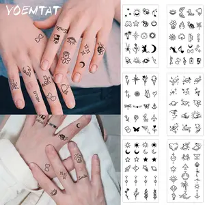 Cute Cartoon Pattern Finger Temporary Tattoo Sticker, 6 Sheets Waterproof Temporary Tattoos, Fun Body Art Decorations for Women & Men
