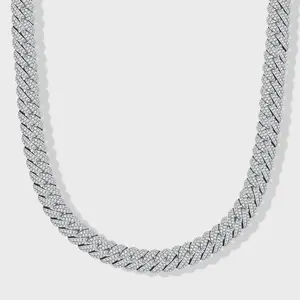 IMPERIUM JEWELRY 10mm Iced Cuban Link Chain - Silver, Diamond-Accented Chain Jewelry