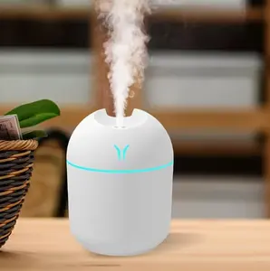 Portable Humidifier and Essential Oil Diffuser, 250ML 2-in-1 Cool Mist USB Aroma Diffuser, Small Quiet Air Humidifier for Bedroom, Car, Office, Travel (White)