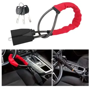 Car Steering Wheel Anti-Theft Lock System, Reinforced Steel Cable, Multi-Function Handle Lock, Adjustable Seatbelt Buckle, Vehicle Safety, Car Accessories