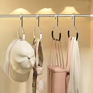 Summervibes 6-Piece Stainless Steel Wall-Mounted Hat Hanger Set - Home Decor Storage Rack for Baseball Caps, Scarves, Ideal for Wardrobe Organization (Hanging Installation)