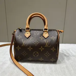 Pre-owned Louis Vuitton canvas Shoulder Bags LV Speedy Nano — Brown Monogram Coated & Cowhide Leather (With Shoulder Strap) 22304184