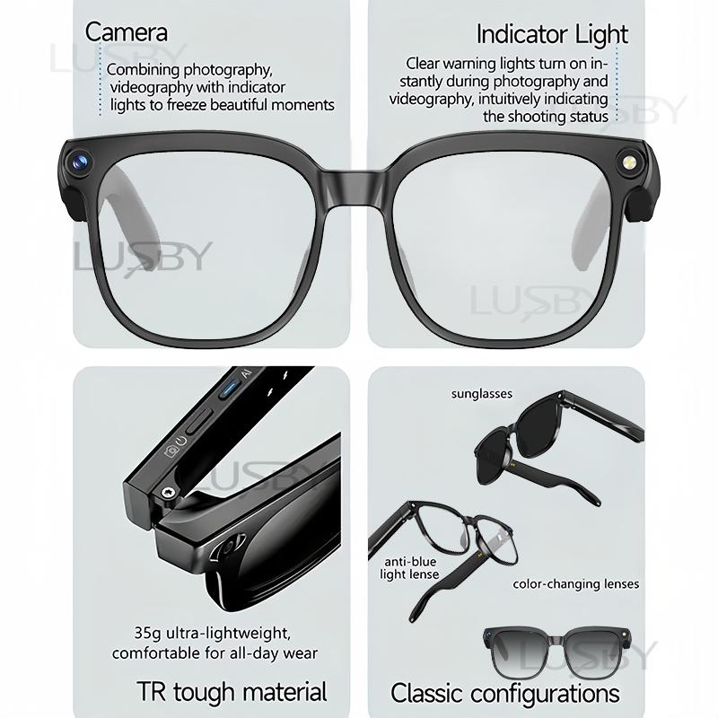 LUSBY Smart AI Camera Glasses with 8MP Photochromic Lenses ,Button Touch Adjustment for Travel Outdoor Adventures Hands-Free Photography 160+Languages Real-Time Translation Bluetooth Wireless Wearable Video Recording UV Protection ,Easter gift LUSBY Smart AI Camera Glasses with 8MP Photochromic Lenses ,Button Touch Adjustment for Travel Outdoor Adventures Hands-Free Photography 160+Languages Real-Time Translation Bluetooth Wireless Wearable Video Recording UV Protection ,Easter gift