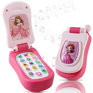 Baby Cell Phone Toy 12-18 Months, Toddler Play Phone with Light and Music, Preschool Learning and Education, Christmas Birthday Gifts Princess Flip Smartphone Toys for Girl 1-3