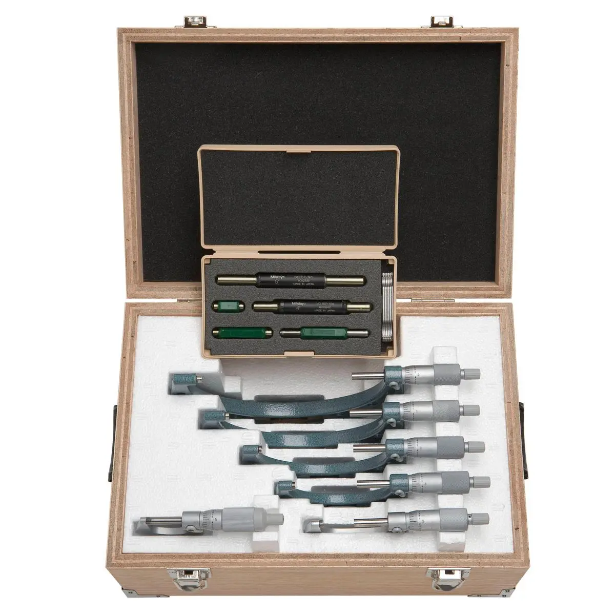 Mitutoyo 103-907-40 0-6 in. Range-6 Mics & 5 Standard Micrometer Set, Tool Box, Scale, Hardware