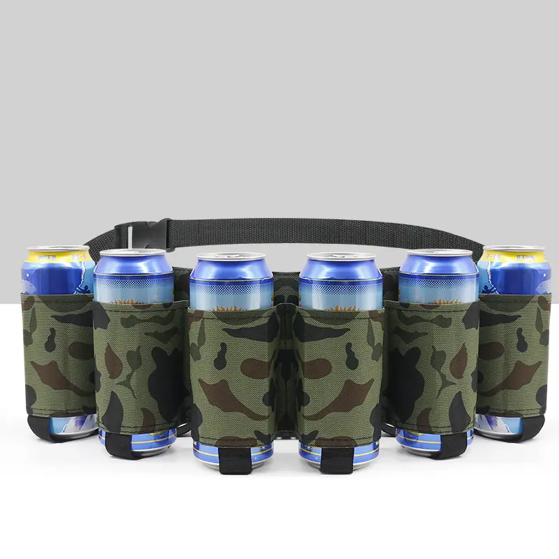 Beer Belt Beer Soda Belt Holster Adjustable 6 Pack Beer Belt Bottle Holders Drink Can Holder Waist Pack Bag Perfect for Parties Picnics CampingOutdoor Hiking Camouflage